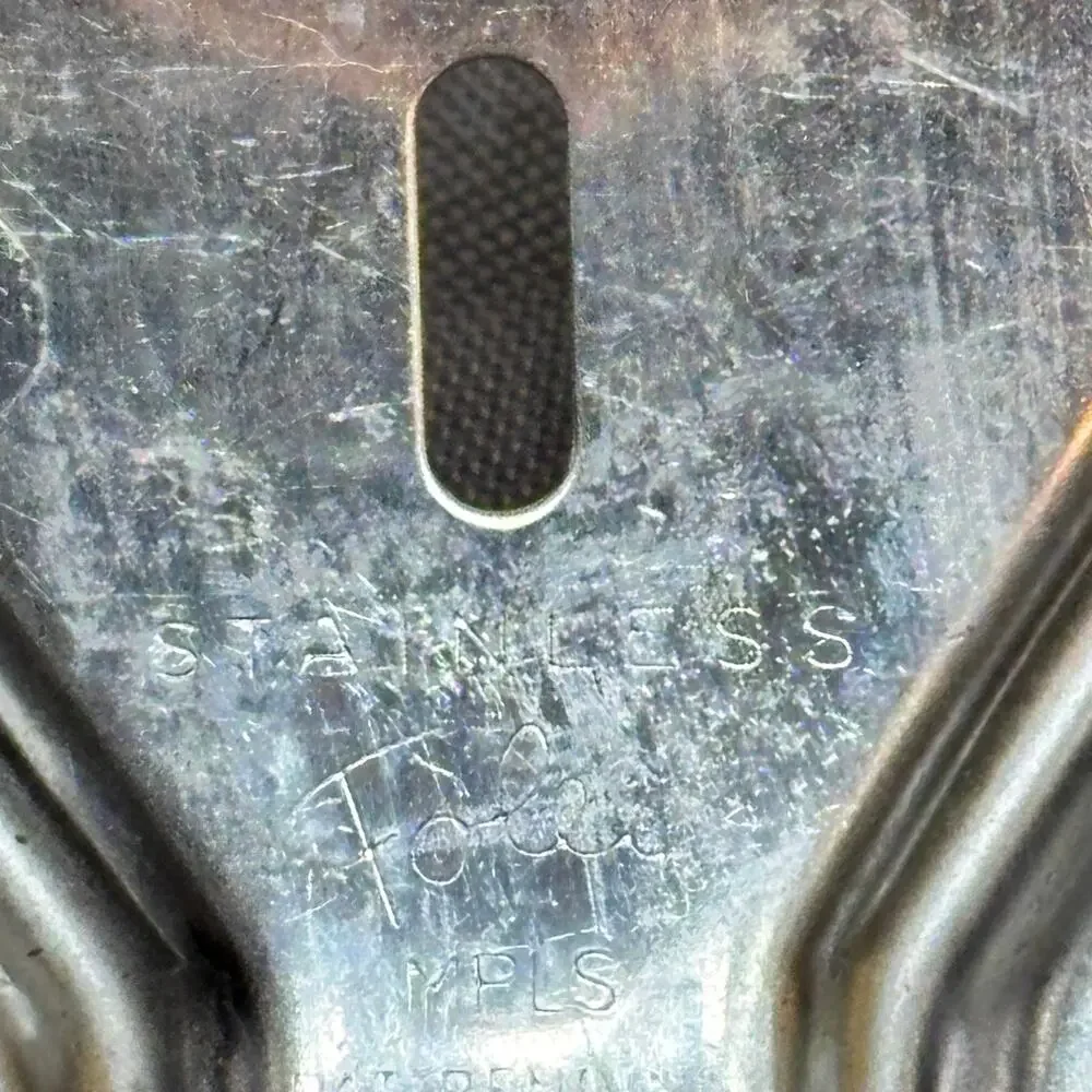 VTG Foley Slotted Spatula Wide Curved Stainless Steel Head Black Plastic Handle